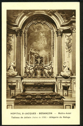 Maître-autel, tableau de Jollain, allégorie du refuge