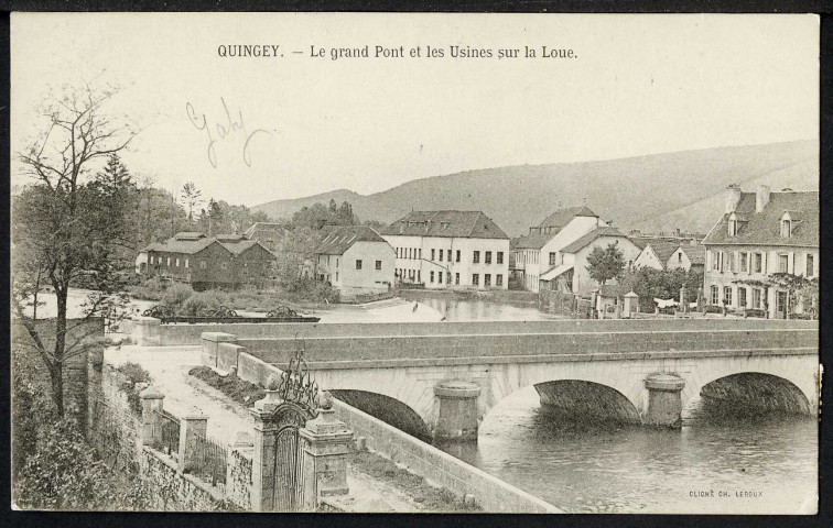 Le grand pont et les usines sur la Loue