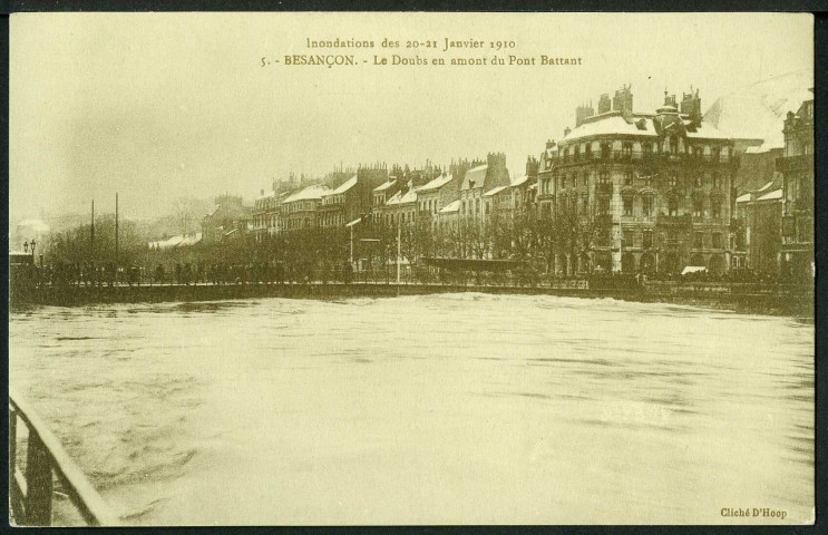 Le Doubs en amont du pont Battant, inondations 1910