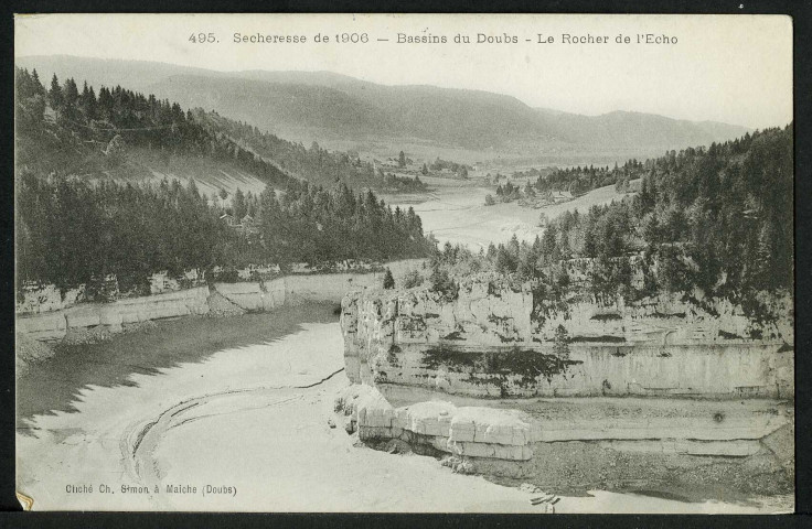 Sécheresse de 1906. Bassins du Doubs. Le Rocher de l’Écho