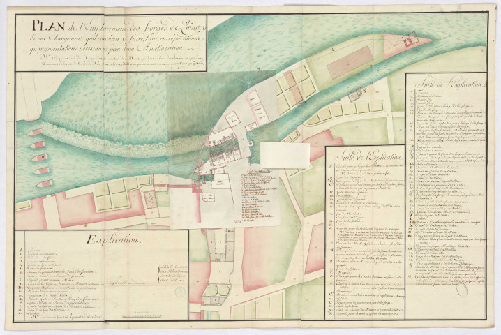 Plan géométrique de l'emplacement des forges et des améliorations à réaliser