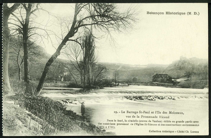 Le barrage Saint-Paul et l'île des Moineaux vus de la promenade Micaud