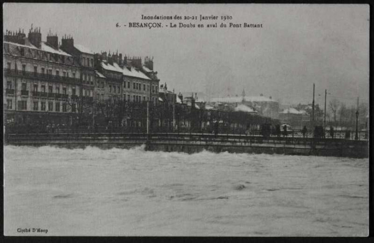 Le Doubs en aval du pont Battant, inondations 1910