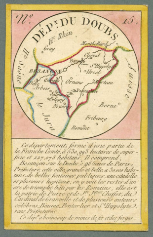 Carte illustrée du Doubs en 1790