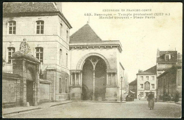 Temple protestant, marché couvert, place Paris