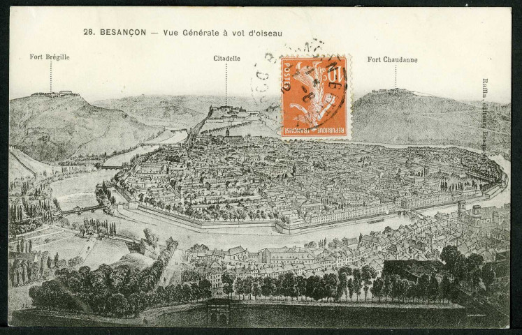 Vue générale de Besançon d'après une aquarelle exécutée en 1910 par M. Boutterin architecte