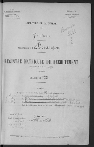 Volumes 3, 4, nos 1001 à 1338, 1767 à 1780
