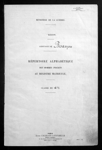 Table alphabétique