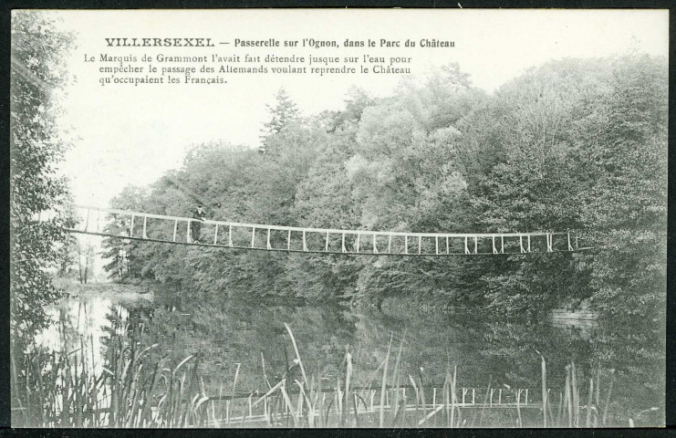 Passerelle sur l'Ognon dans le parc du château