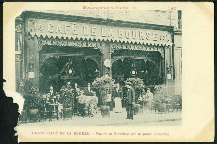 Grand café de la Bourse, façade et terrasse sur la place Labourée