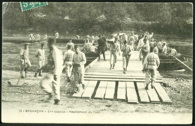 4e régiment du génie, construction d'un pont par conversion, à Canot