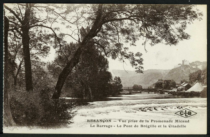 Le barrage, le pont de Bregille et la citadelle vus de la promenade Micaud