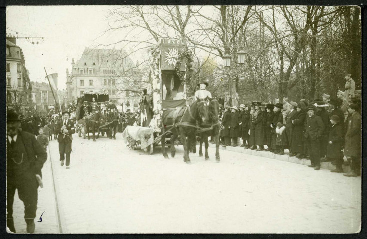 Cavalcade au profit des mineurs de Courvières, 1er avril 1906