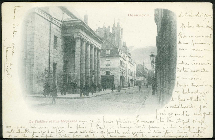 Vue du théâtre municipal, rue Mégevand