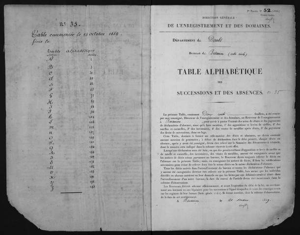 Octobre 1859-septembre 1862