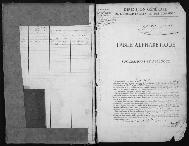 1er janvier 1825-1er janvier 1838