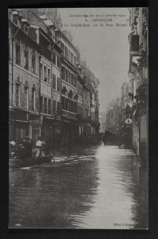 La Grande Rue vue du pont Battant, inondations 1910