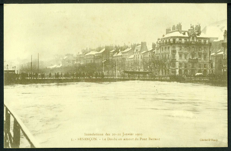 Le Doubs en amont du pont Battant, inondations 1910