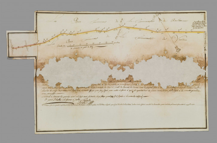 Plan géométrique de la tuilerie et de ses dépendances acensées par le seigneur baron de Montby