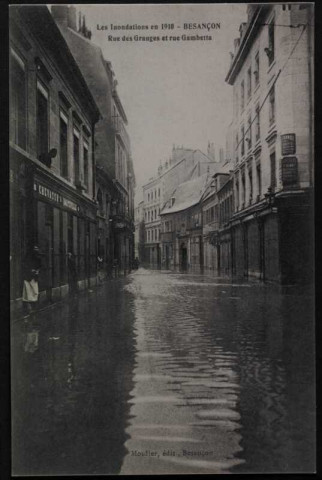 Vue rues des Granges et Gambetta, inondations 1910
