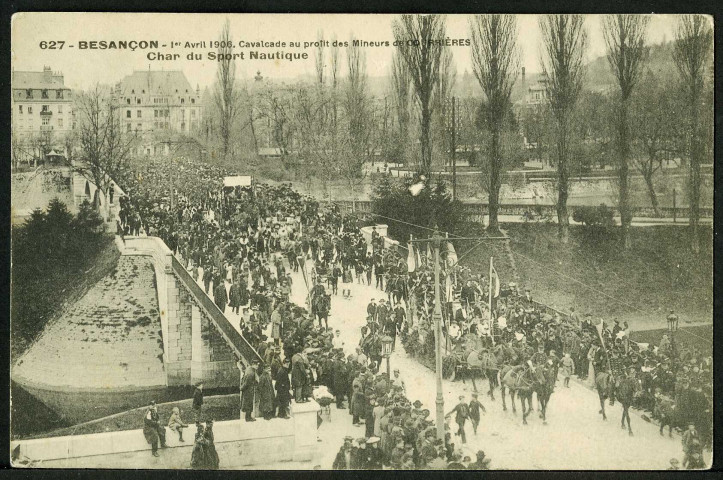 Cavalcade au profit des mineurs de Courvières, char du sport nautique, 1er avril 1906