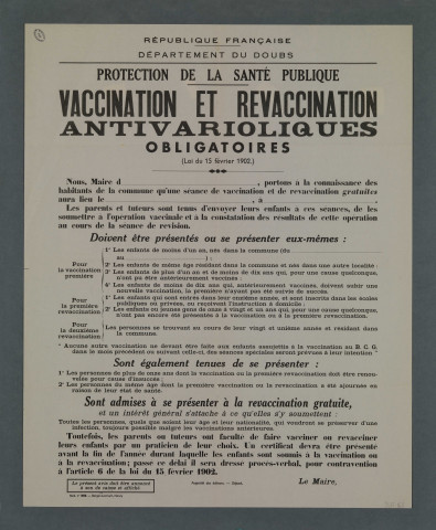 Vaccination antivariologique