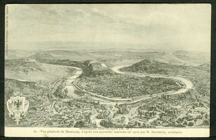 Vue générale de Besançon d'après une aquarelle exécutée en 1910 par M. Boutterin architecte