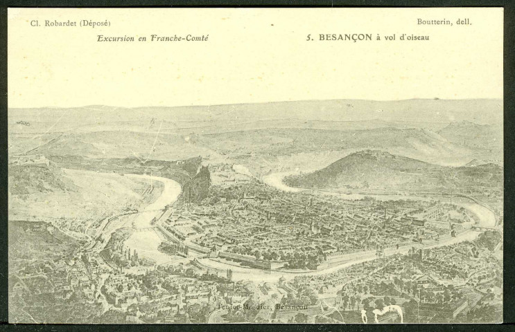 Vue générale de Besançon d'après une aquarelle exécutée en 1910 par M. Boutterin architecte