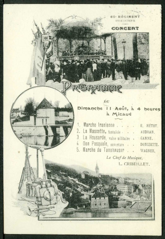 Programme du concert du 60ème Régiment d'Infanterie