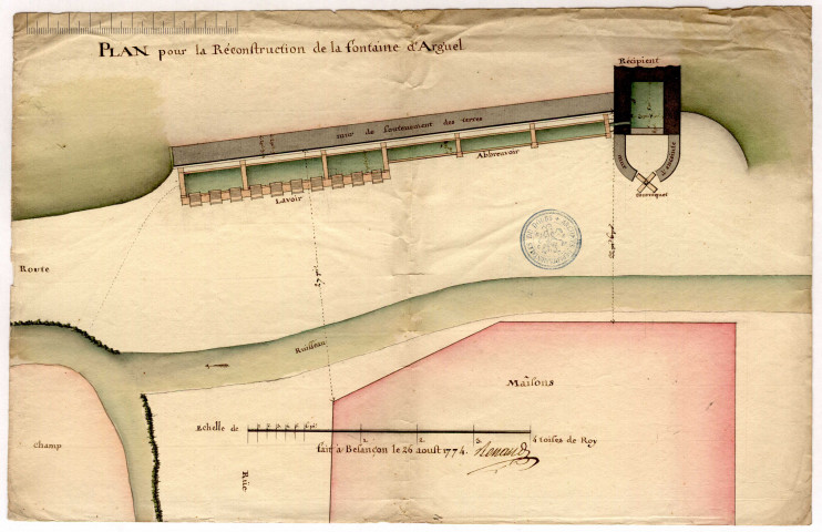 Plan pour la reconstruction de la fontaine