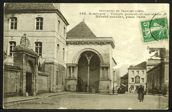 Temple protestant, marché couvert, place Paris