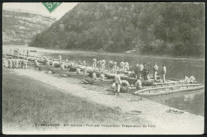 4e régiment du génie, construction d'un pont par conversion, à Canot