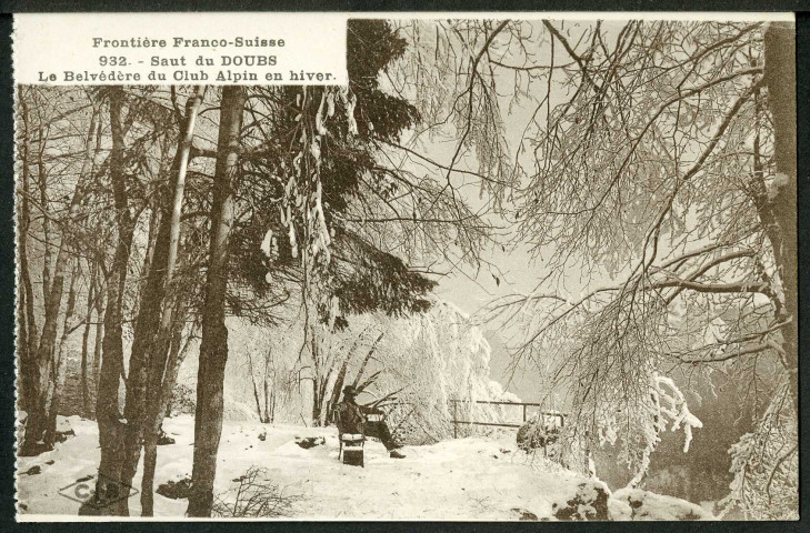 Saut du Doubs. Le belvédère du Club Alpin en hiver