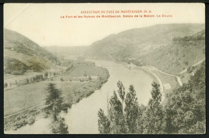 Le fort et les ruines de Montfaucon. Vallée de la Malate. Le Doubs