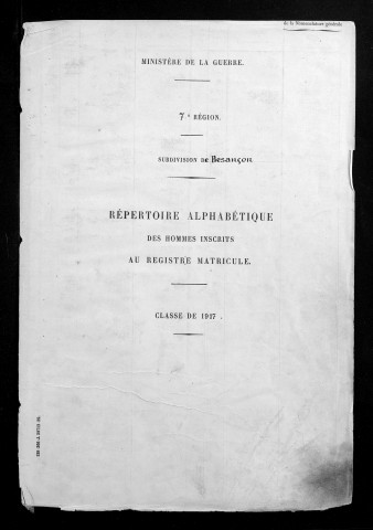 Table alphabétique