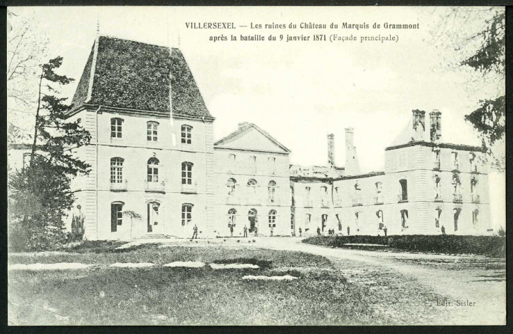 Ruines du château après la bataille du 9 janvier 1871