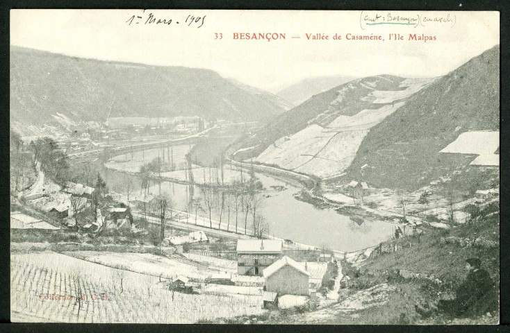 Vallée de Casamène, l'île Malpas en hiver