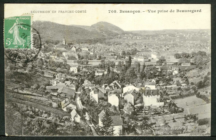 Vue générale prise de Bregille, au premier plan le village de Bregille