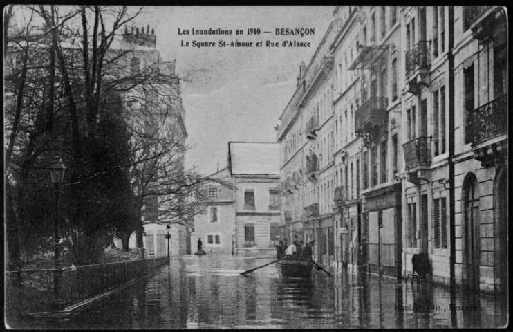 Square St-Amour et rue d'Alsace, inondations 1910