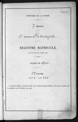 Volume 1, nos 1 à 500