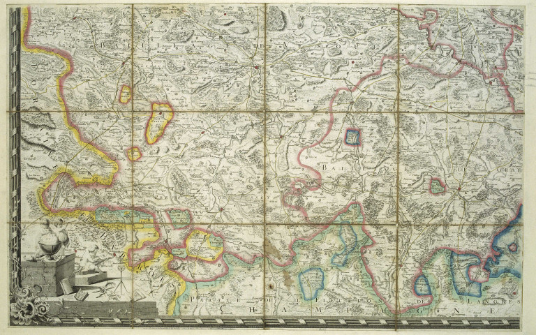 Bailliages de Vesoul et Gray avec les enclaves respectives du duché de Bourgogne, de Barrois et de Champagne