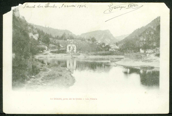 Le Doubs, près de la chute. Les hôtels