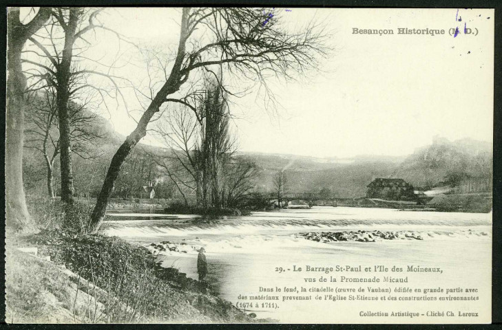 Le barrage Saint-Paul et l'île des Moineaux vus de la promenade Micaud